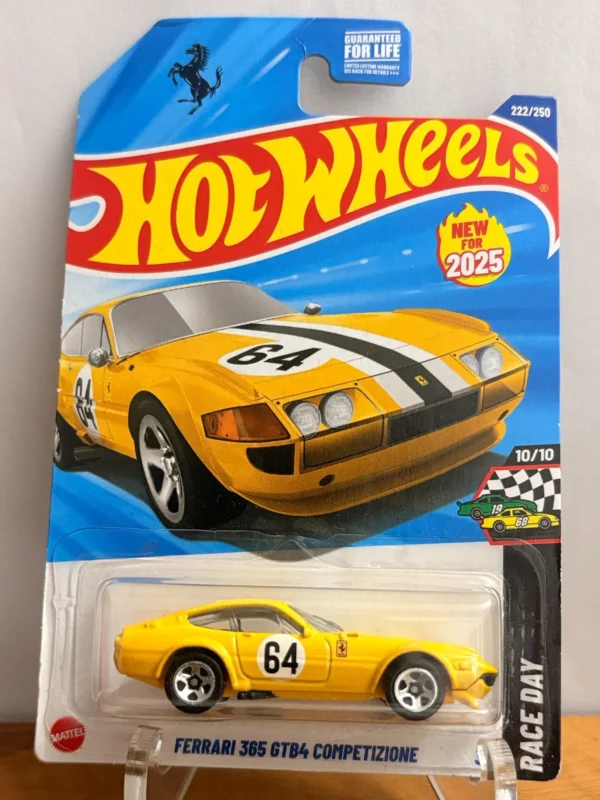 Hot Wheels Ferrari 365 GTB4 Competizione Yellow Imported US card