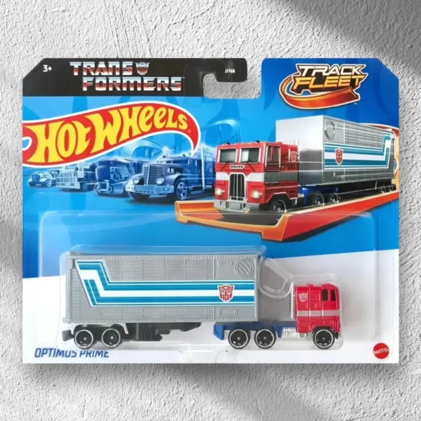Hot Wheels Track Fleet, 1:64 Optimus Prime Die-Cast Toy Vehicle, Combined Cab & Trailer