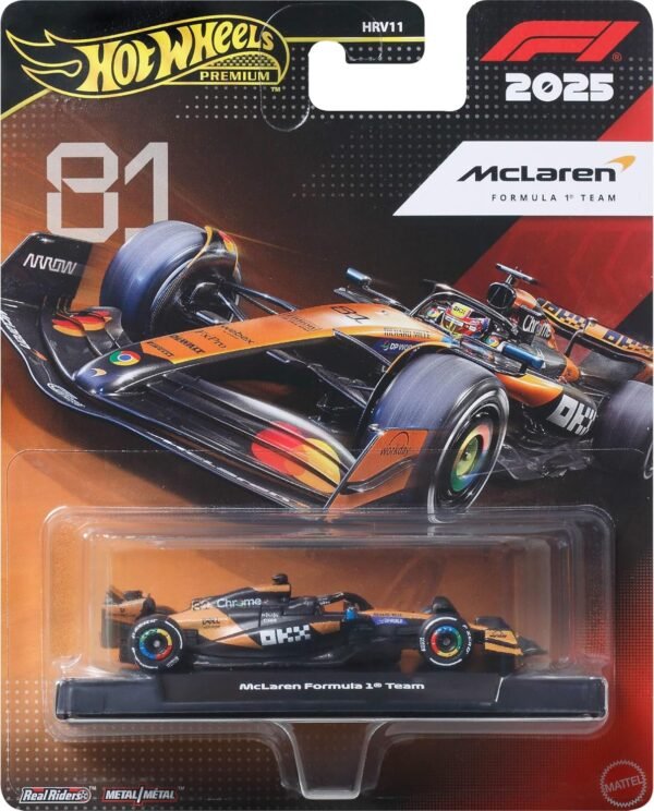 Hot Wheels 1:64 Scale Premium Race Team MCLAREN - Driver #4 Die-Cast Formula 1? Collectible Real Riders Tires & Metal/Metal Body