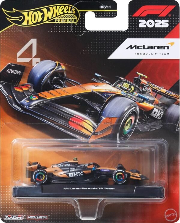 Hot Wheels 1:64 Scale Premium Race Team MCLAREN - Driver #81 Die-Cast Formula 1? Collectible Real Riders Tires & Metal/Metal Body & Chassis