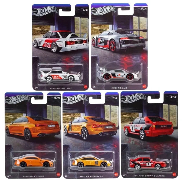 Hot Wheels Silver SERIES AUDI SET OF 5pcs 1:64 DIE CAST New METAL MODELS GRT01