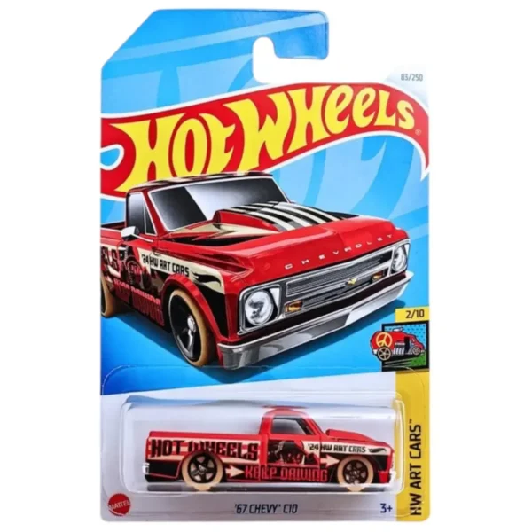 Hot Wheels 67 Chevy C10 HW Art Cars for Ages 3 and Up (Red)