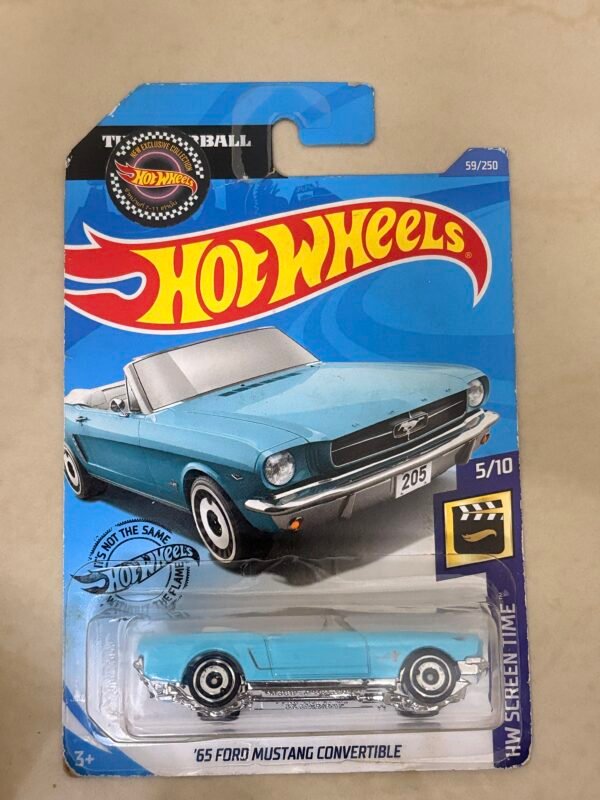 HOT WHEELS 65 FORD MUSTANG CONVERTIBLE BLUE Imported Card