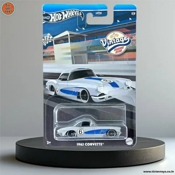 Hot Wheels Premium Vintage Racing Club 1962 Corvette (Grey) Imported Card