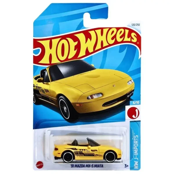 Hot Wheels 1:64 Scale 91 Mazda MX-5 Miata HW-J-Imports for Ages 3 and Up by Small CLAP (Yellow)