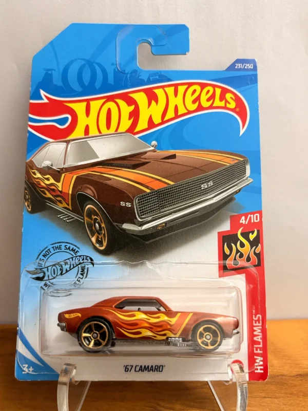 Hot Wheels 67 Camaro Yellow Imported card Brown