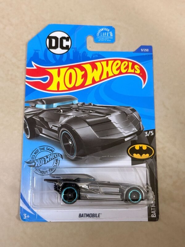 Hot Wheels Batmobile Imported US card (Grey Chrome Blue Wheels)  9/250