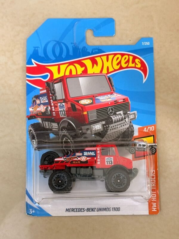 Hot Wheels Mercedes Benz Unimog 1300 (Red) Imported card