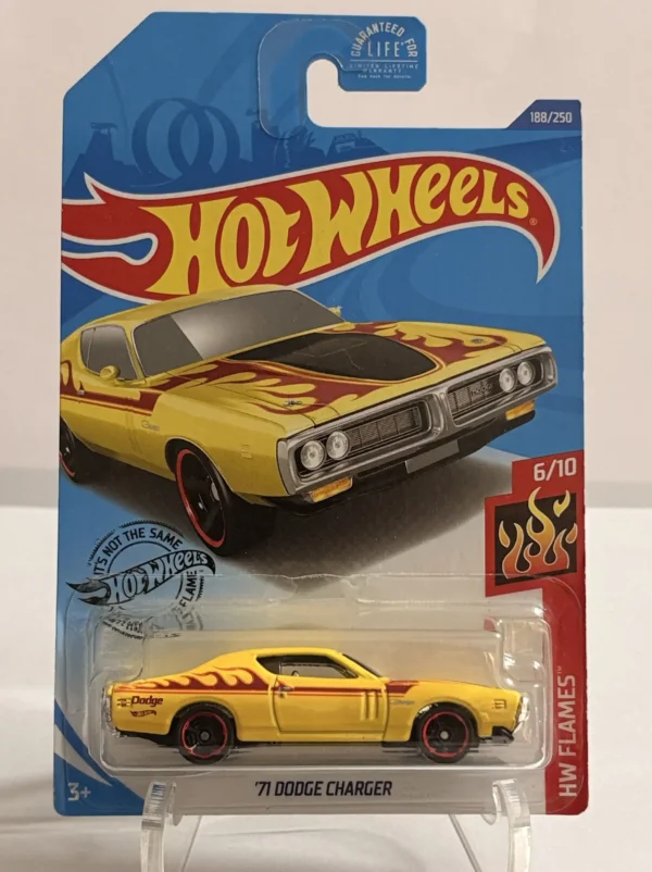 Hot Wheels 71 Dodge Charger Yellow US card