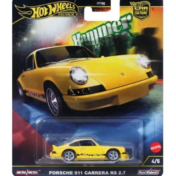 Hotwheels Hammer Drops Porsche 911 carrera RS 2.7 imported premium 1:64 Scale Yellow