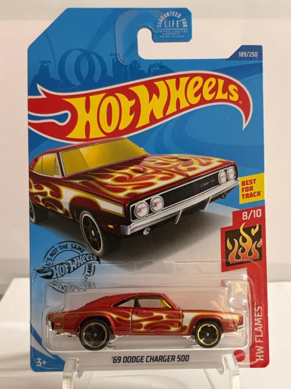 Hot Wheels 69 Dodge Charger 500 Red US card HW Flames