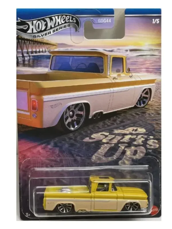 Hot Wheels Silver Series Surf's Up Custom '62 Chevy Pickup (Yellow Truck) 1/5, GDG44, 1:64 Scale Diecast Car